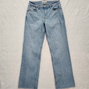 ABERCROMBIE & FITCH Women's Baggy Low Rise Light Washed Jeans Raw Hem Size 26